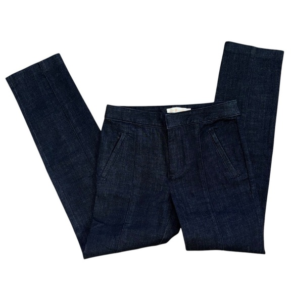 Tory Burch Navy Blue Straight Leg Denim Slacks Jeans Women’s 24 Preppy Old Money - Picture 1 of 13